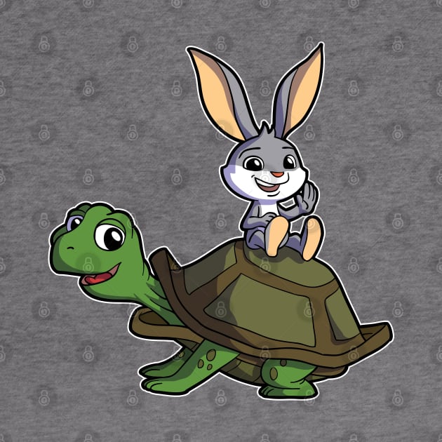 Cartoon - Cute rabbit sitting on turtle by Modern Medieval Design